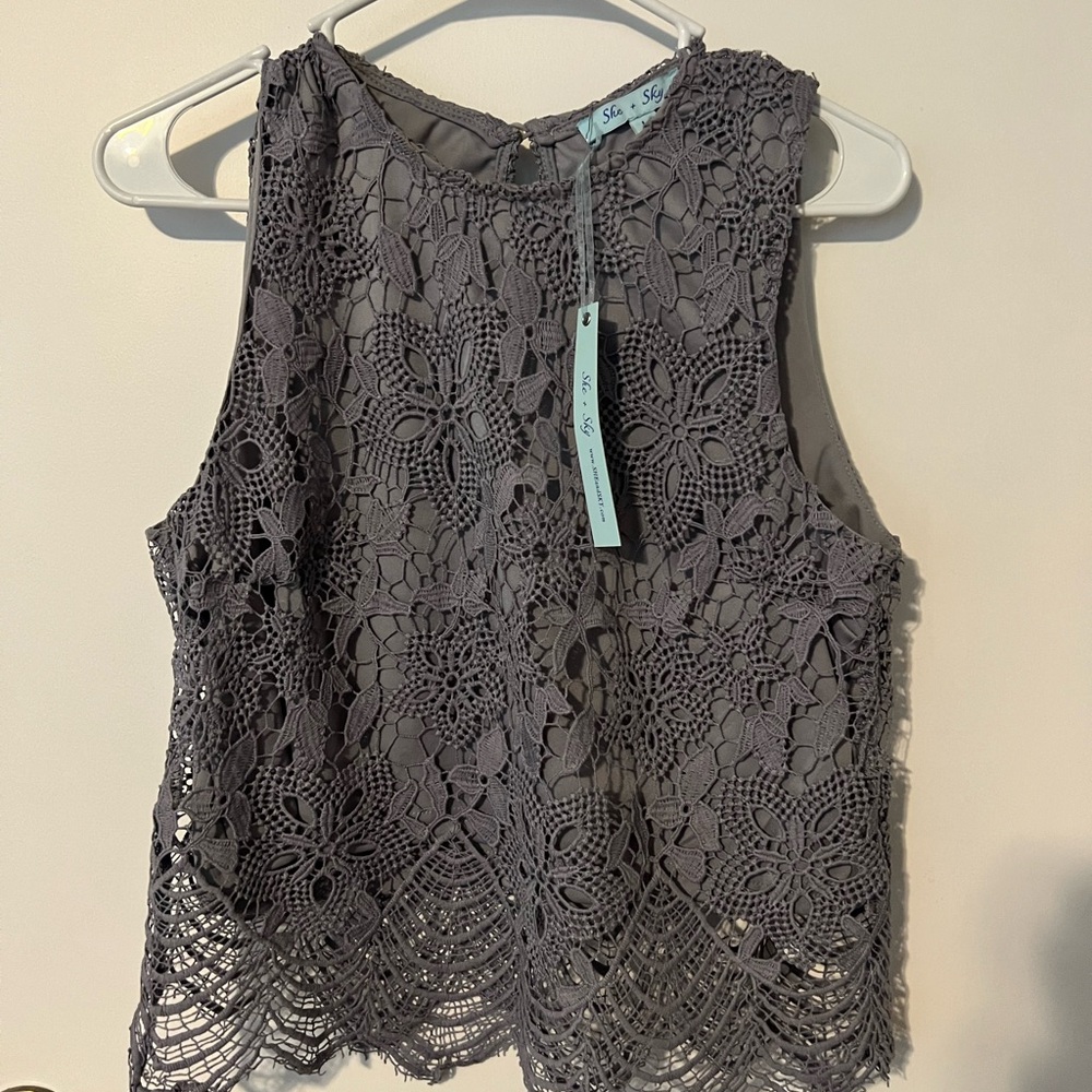 Purple Lace Sleeveless Top